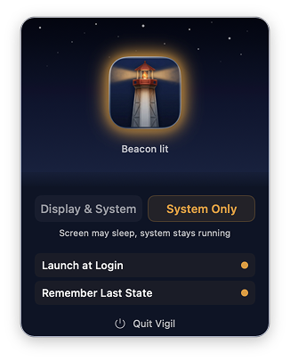Vigil — active state